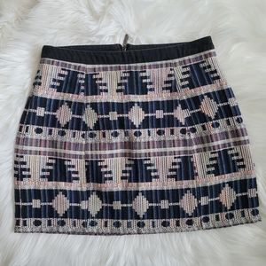 ❌️SOLD❌️Funky pattern, navy and neon mini skirt